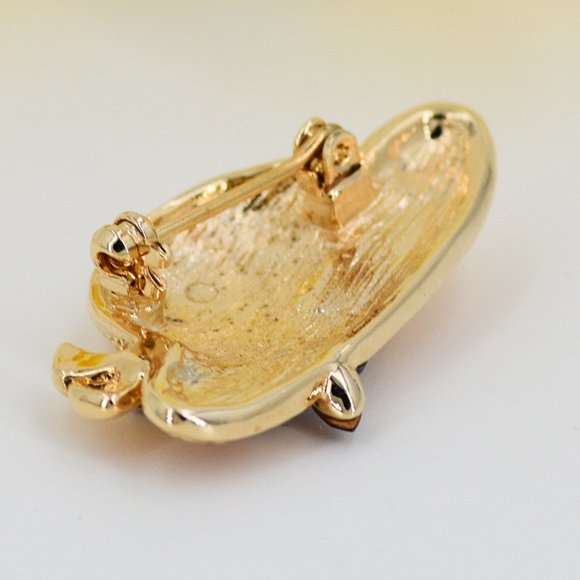 Gold Red Hat Ladies Crystal Pin Brooch with Flowers CP04 - Picture 2 of 5